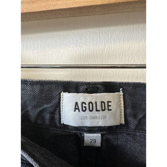 Agolde 90s Pinch Waist in Howl Black Distressed Straight Jeans Size 29 - Picture 4 of 8
